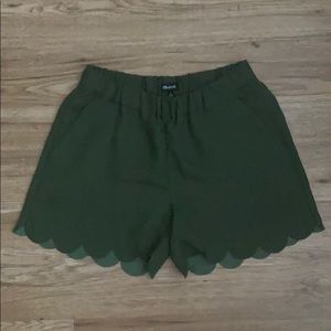 Green dressy Madewell shorts.